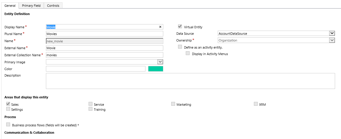 Virtuaalse tabeli määratlus Azure Cosmos DB andmepakkujaga.