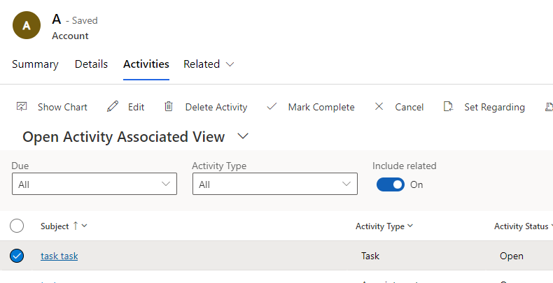 Valige soovitud seotud tegevus
