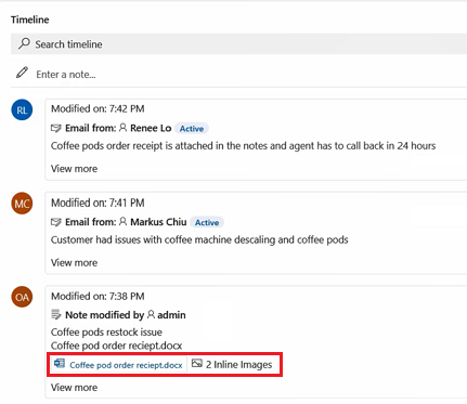 Vaadake ajaskaalal märkmes olevate manuste arvu.