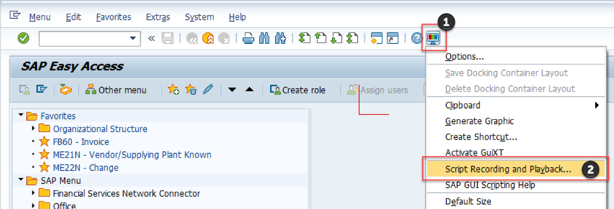 SAP Easy Access süsteemi ekraanipilt.