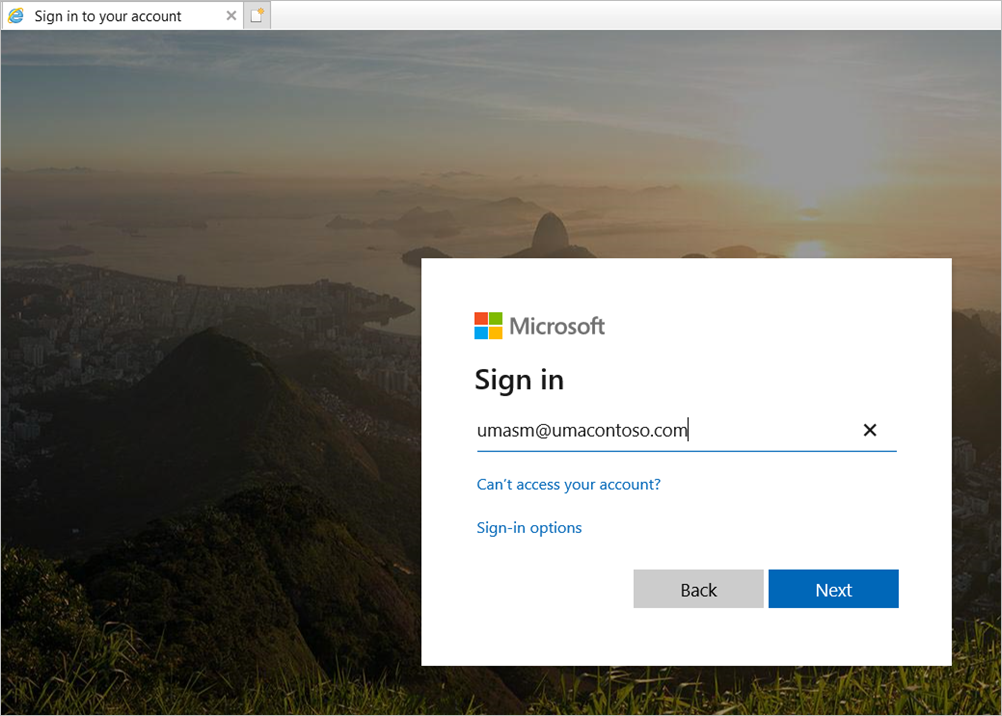 Screenshot of sign-in screen.