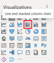 Screenshot of the Visualizations pane with the line and stacked column chart icon called out.