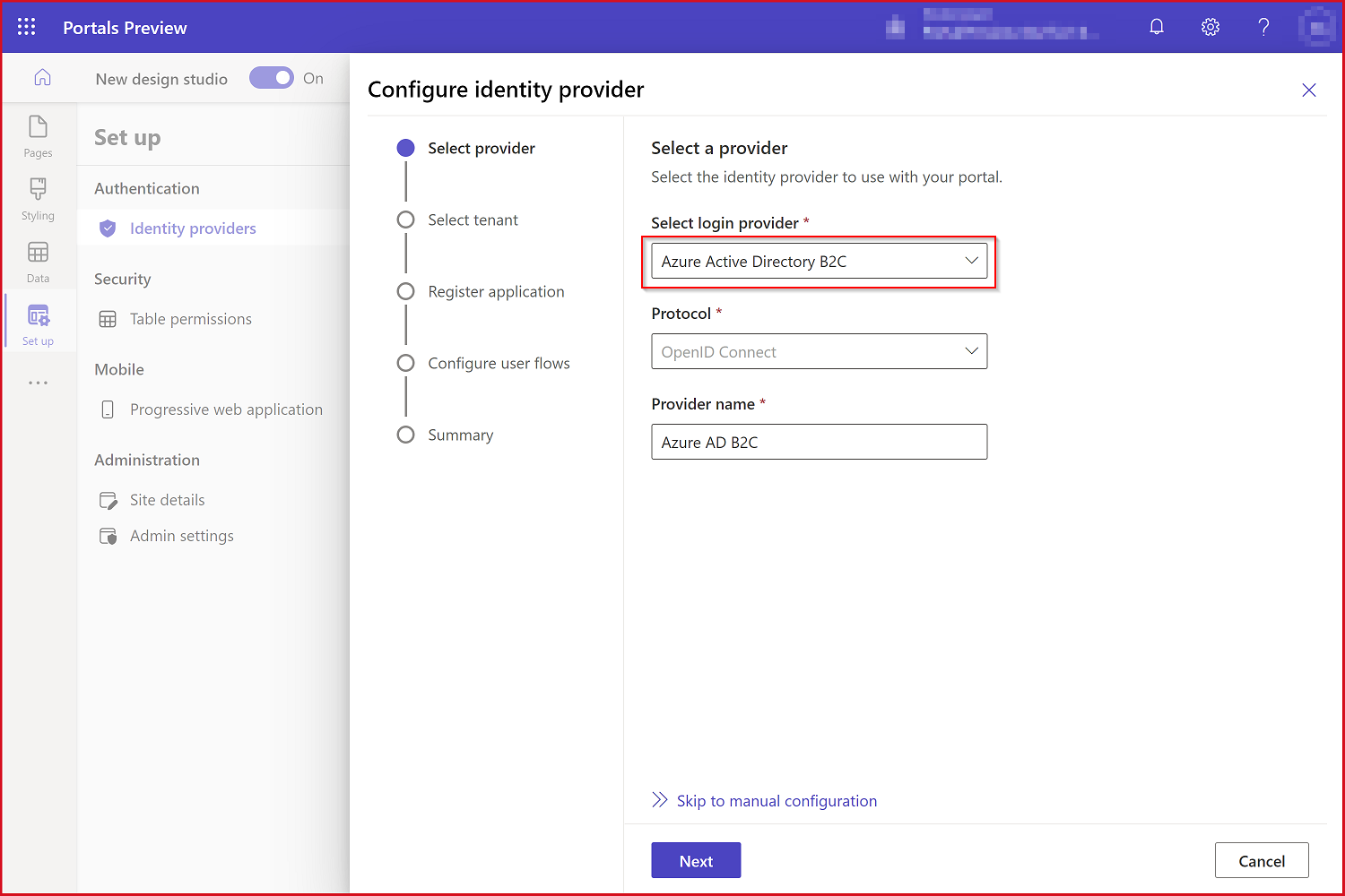 Valige sisselogimispakkuja.