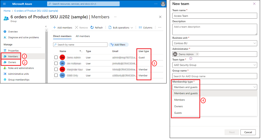  Microsoft Entra Kuidas sobivad liikmed rühma meeskonnaliikmetega Dataverse 