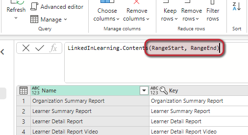 Screenshot of where the parameters are set within the source function.