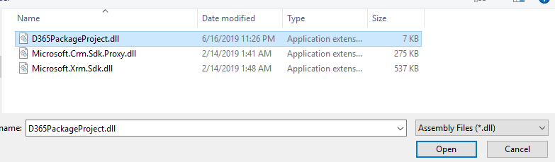 Screenshot of the assembly file selected.