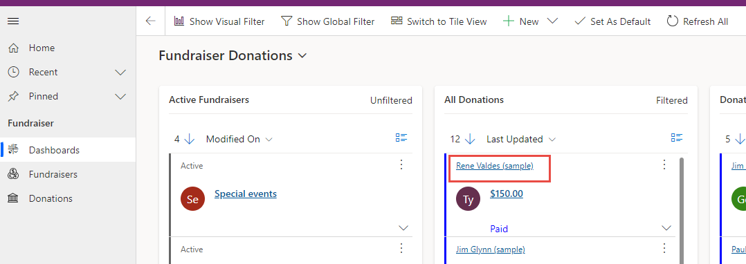 Screenshot of the dashboard.