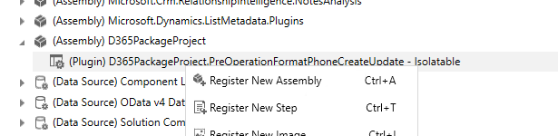 Screenshot of register new step.