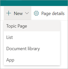 Screenshot showing the create a new topic page option from the topic center.