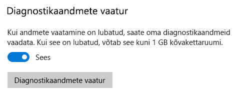 Diagnostikaandmete vaaturi sisselülitamise asukoht.