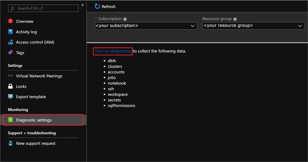 Activar diagnósticos de Azure Databricks