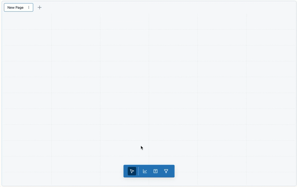 Una visualización se mueve desde el panel de control del lienzo a la cuadrícula del lienzo