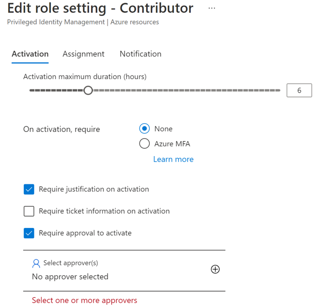 Captura de pantalla que muestra cómo editar la configuración de roles.