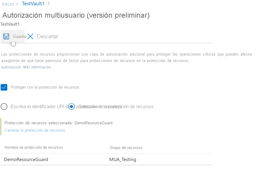 Captura de pantalla que muestra cómo habilitar la autorización multiusuario.