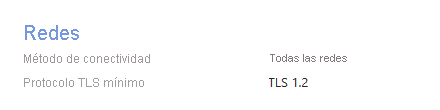 Captura de pantalla del protocolo TLS seleccionado y configurado como usted especificó.