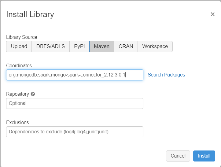 Diagrama de adición de dependencias de clúster de Databricks.