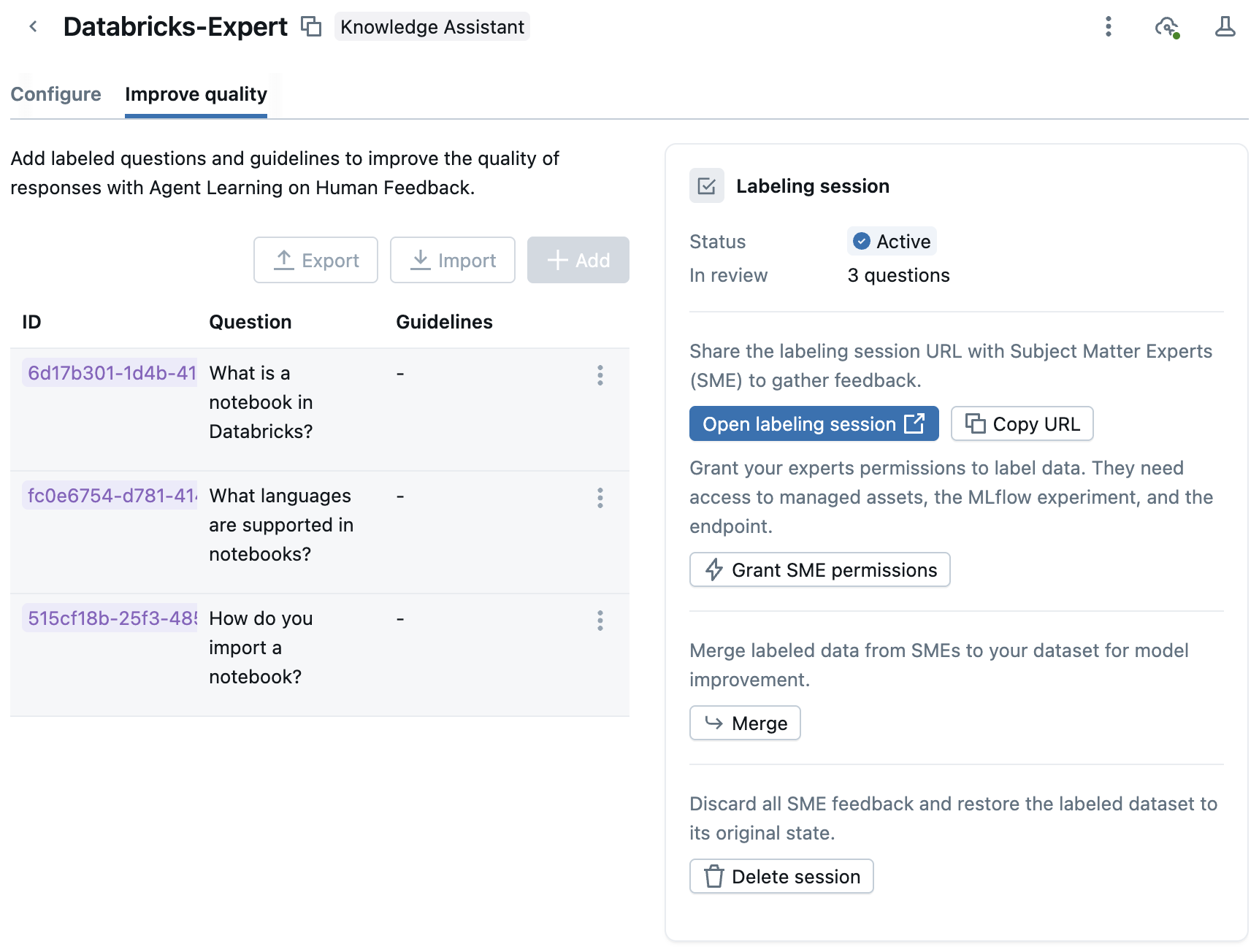 Sesión de etiquetado activa.