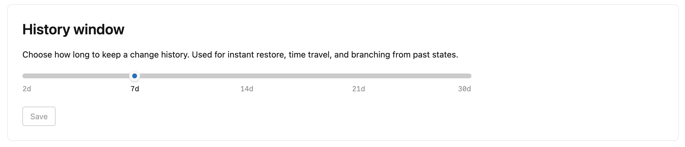 Configuración de restauración instantánea