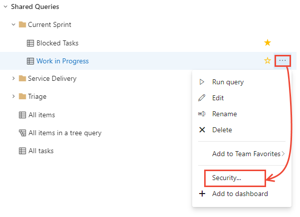 Captura de pantalla del menú contextual de permisos de consulta abierta.