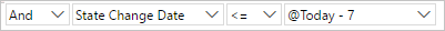 Screenshot que muestra la cláusula Editor de Power Query para los elementos cuyo estado se actualizó en la última semana.