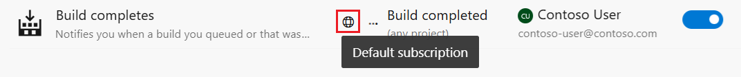 Captura de pantalla que muestra cómo el icono de globo indica una notificación OOB o predeterminada.