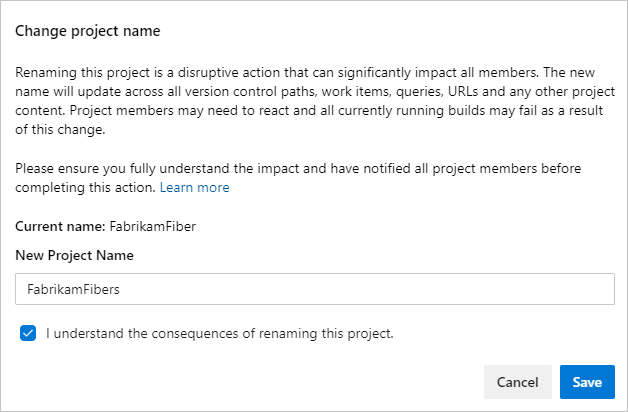 Captura de pantalla que muestra la pantalla de confirmación del nuevo nombre con el botón Guardar.