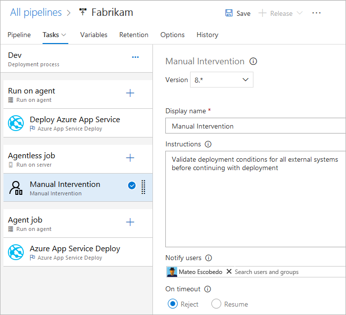 Configuración de un paso de intervención manual