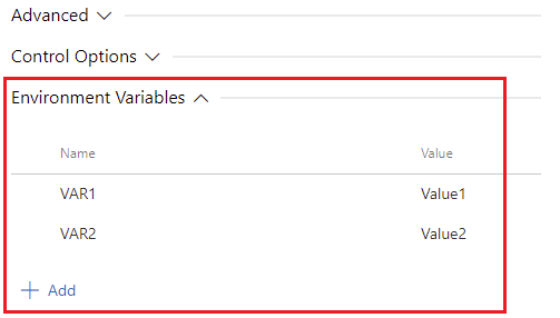 Variables de entorno de tarea.