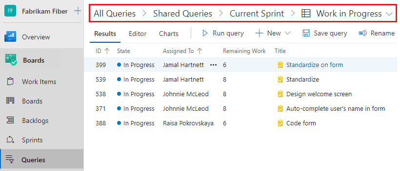 Captura de pantalla de las rutas de navegación en la página de consulta.