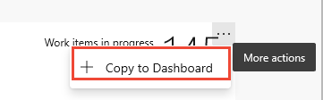 Captura de pantalla del informe en contexto de Analytics, opción Copiar al panel.