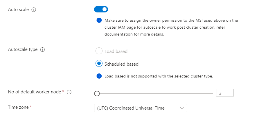 Captura de pantalla que muestra la configuración del servicio de escalabilidad automática.