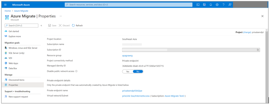 Propiedades de Azure Migrate