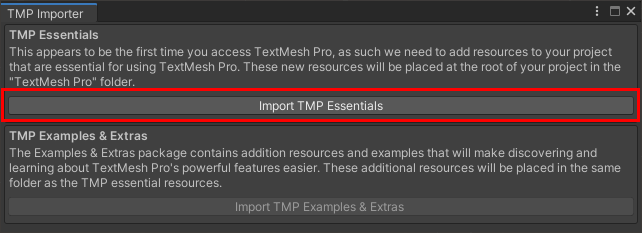 Importación de recursos de TextMesh Pro