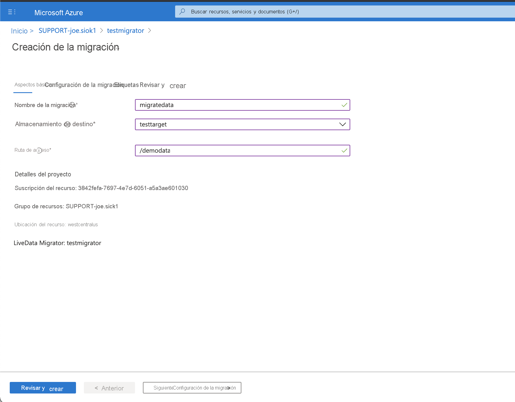 Creación de una migración de LiveData Migrator