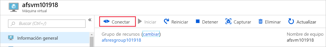 Captura de pantalla de la pestaña Máquina virtual, la opción +Conectar está resaltada.