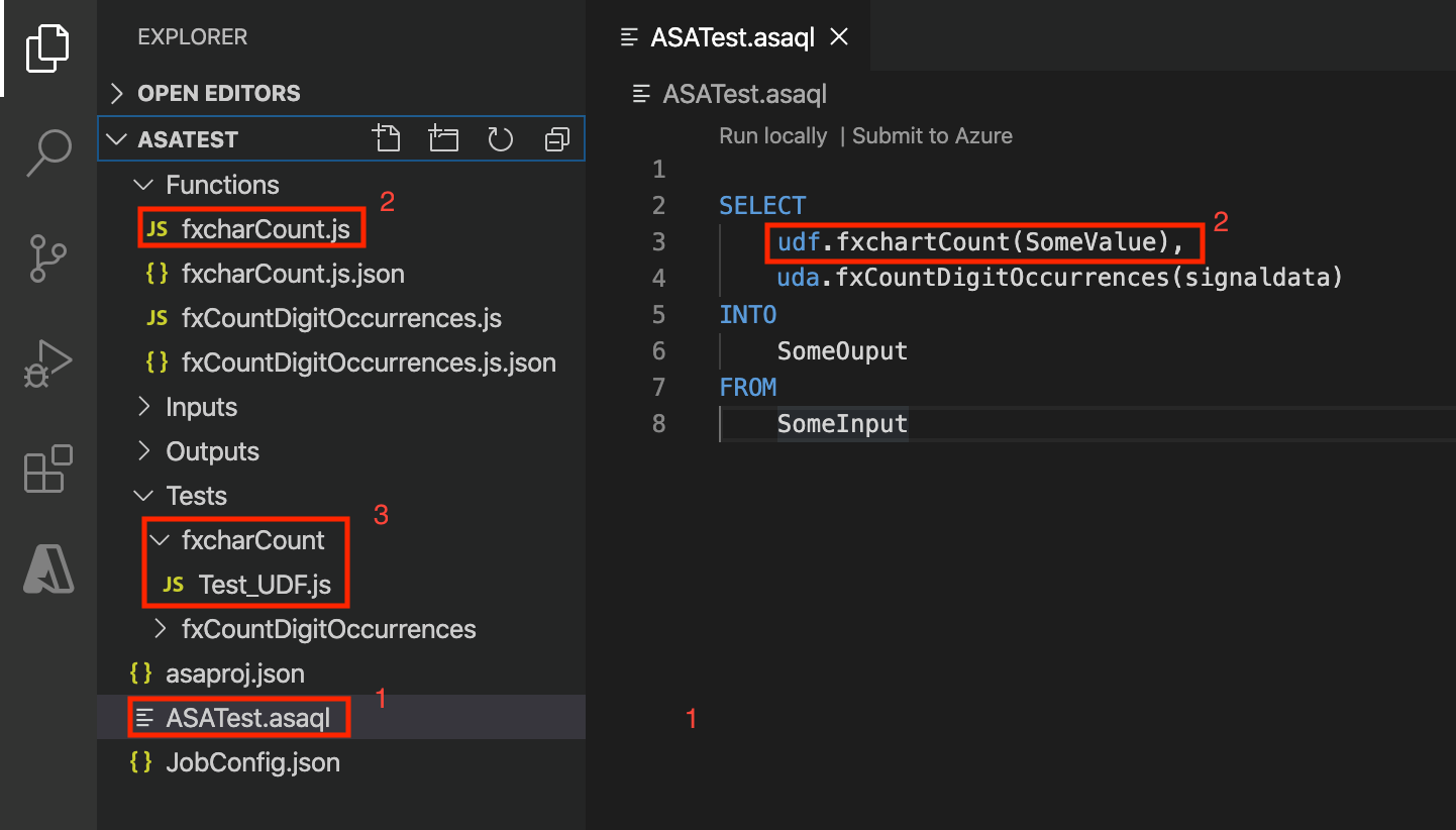 Archivo de consulta de prueba de Stream Analytics