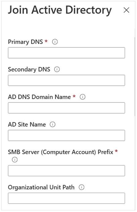 Captura de pantalla de la página Unir Active Directory después de seleccionar Conexiones de Active Directory en el menú.