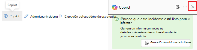 Captura de pantalla que muestra el panel de Copilot en la experiencia incrustada de Microsoft Defender XDR.