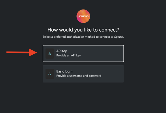 Imagen de la página del método de autorización preferido seleccionado de Splunk