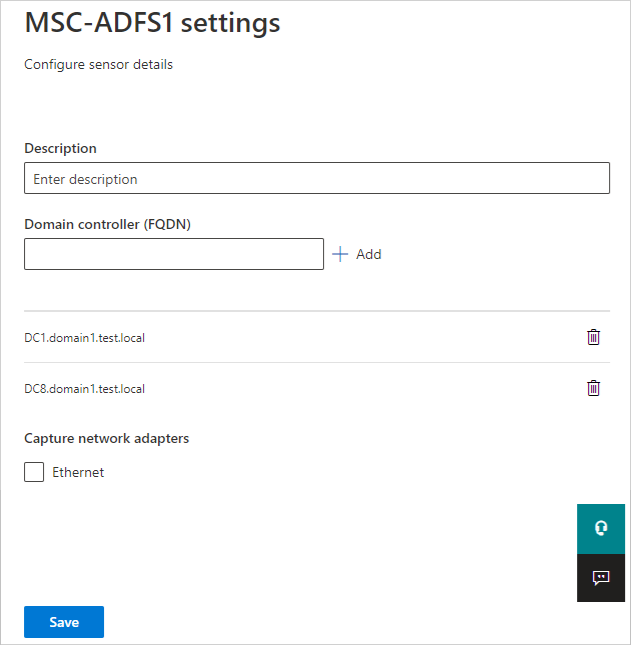 Captura de pantalla de la resolución del sensor de configuración de AD FS de Defender for Identity