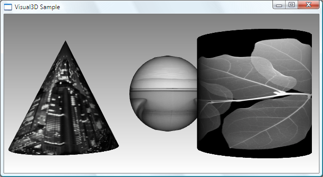 Captura de pantalla de un ejemplo que muestra formas 3D con diferentes texturas.