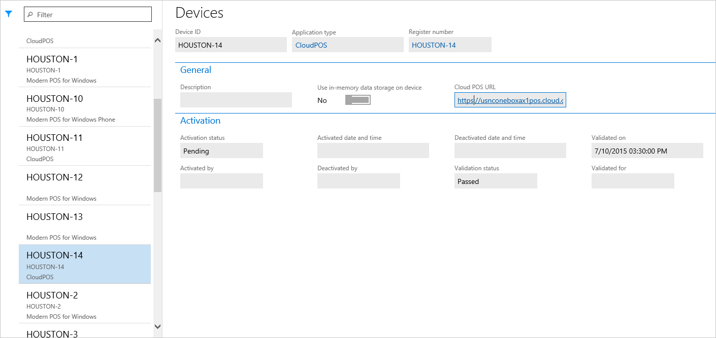 Cloud POS URL field.