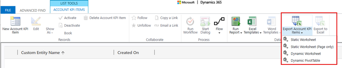 Datuak  Microsoft Excelra esportatzen dituen pantaila-argazkia.