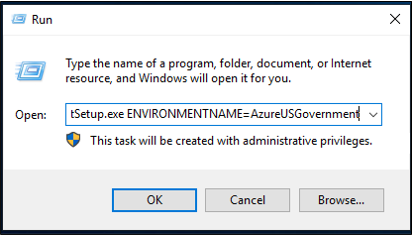 Captura de pantalla que muestra cómo instalar un agente en la nube de la administración pública de EE, UU.