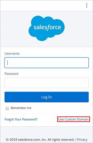Uso del dominio personalizado de la aplicación móvil de Salesforce