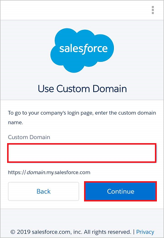 Dominio personalizado de aplicación móvil de Salesforce