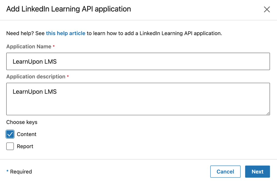 Configure API application