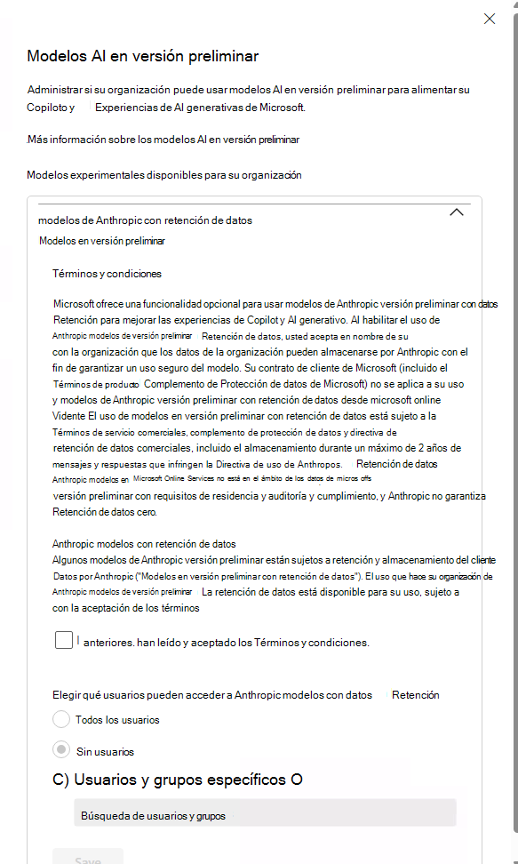 Captura de pantalla: imagen de la página de vista previa de modelos de IA.