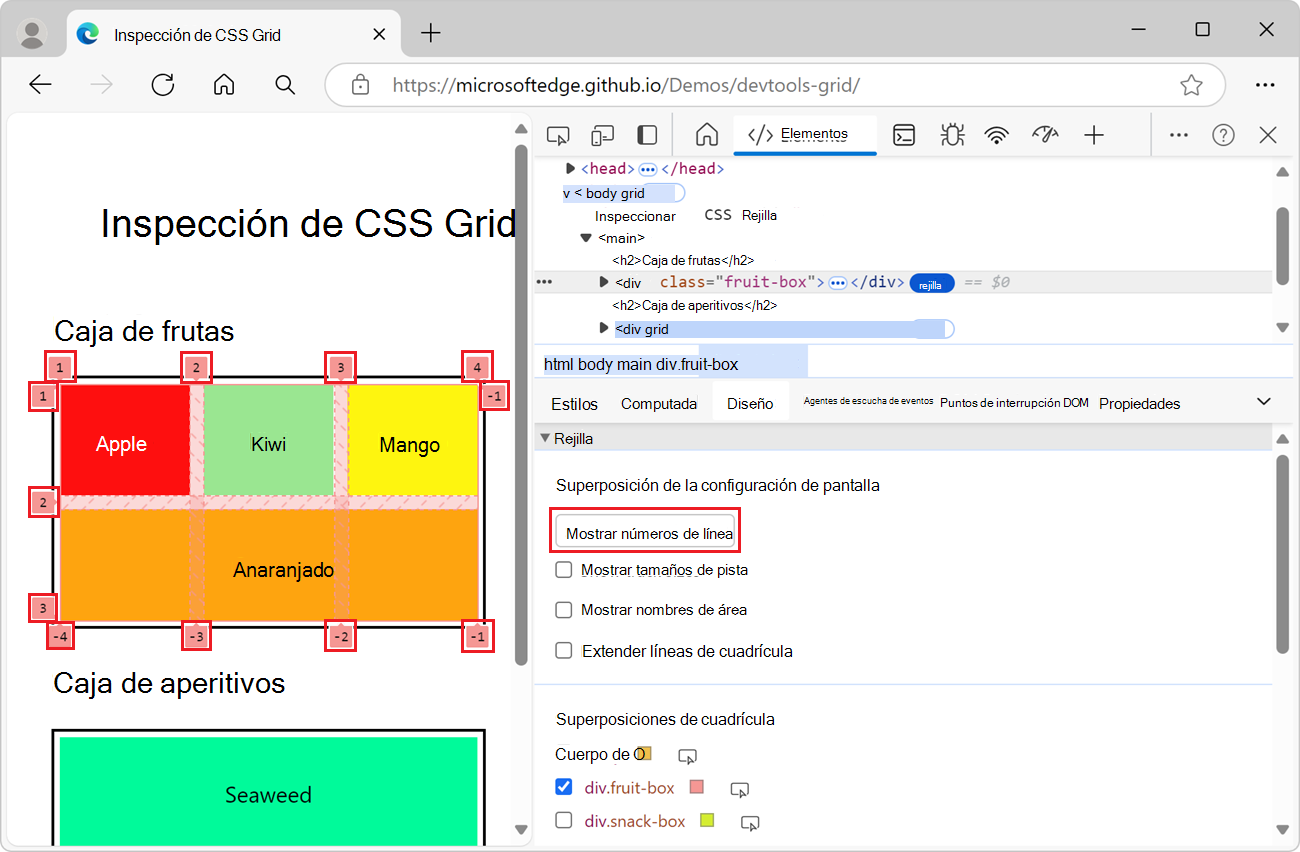 Mostrar números de línea