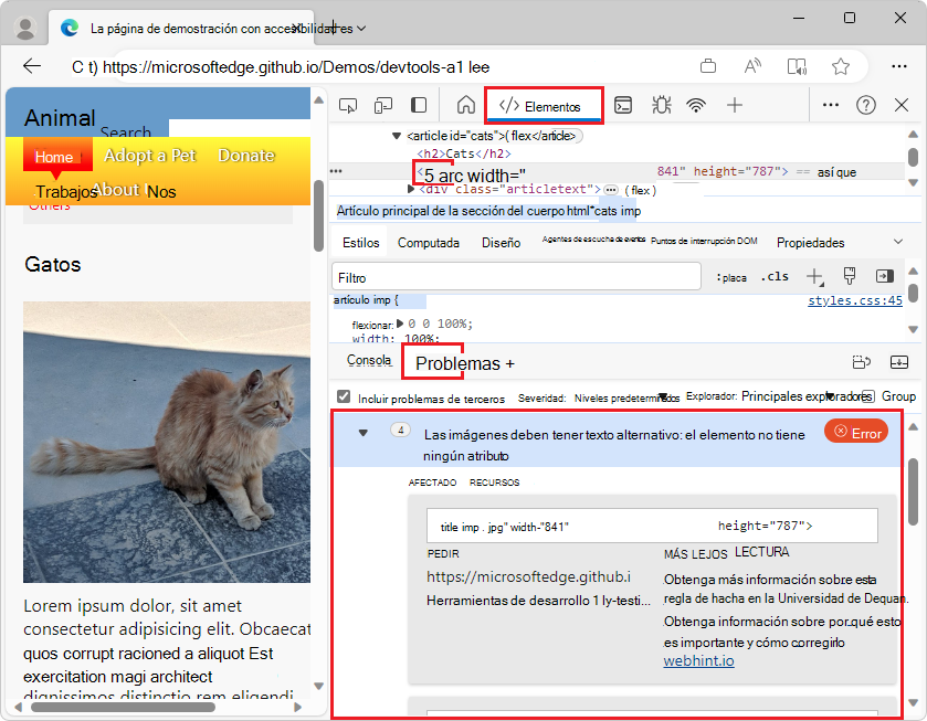 Detalles sobre los problemas de un elemento subrayado ondulado en el árbol DOM